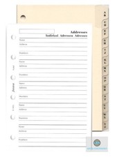 Filofax Pocket size A-Z Index Cream & Addresses Notepaper (20 Sheets) Set