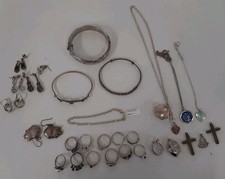 Joblot of mixed 925 sterling silver jewellery- rings, bracelets, earrings, etc