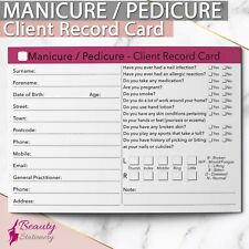 Nail Pedicure Manicure NEW Client Record Card Treatment Consultation Salons A6