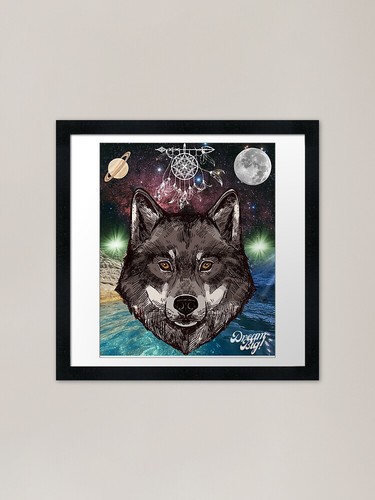 Dream catcher wolf - ., framed