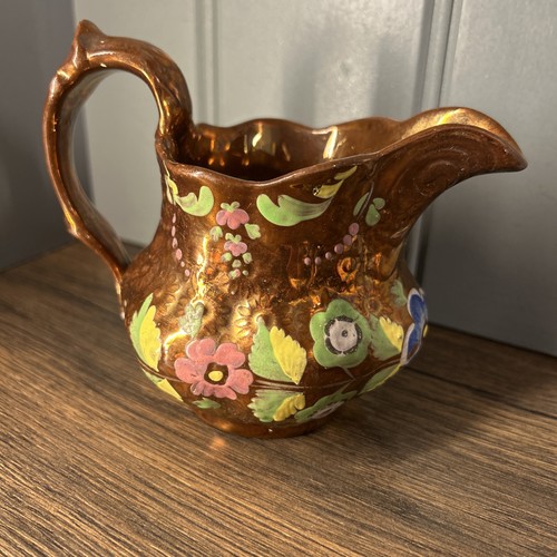 Antique copper luster jug - copper,