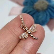 NEW Genuine Pandora Rose Gold Sparkling Dragonfly Dangle Charm ? ALE MET 