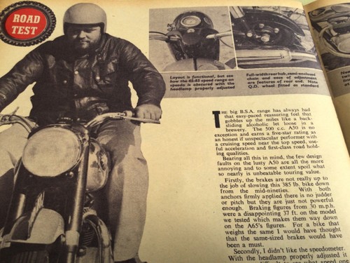 Bsa a50 road test period - road,