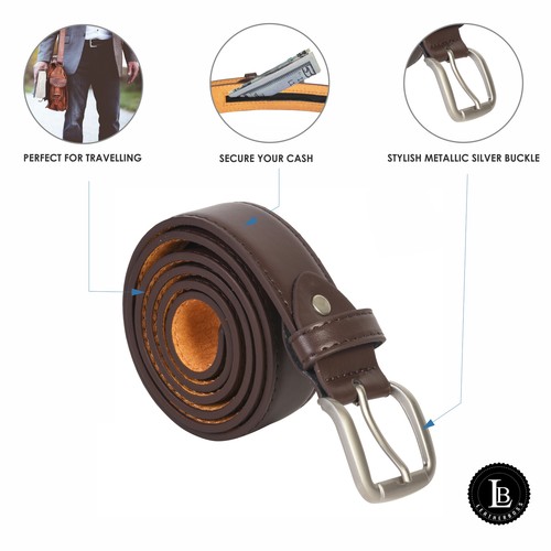 Leatherboss leather money belt - leather,