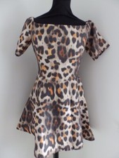 H&M TREND off shoulder fit flare skater mini dress animal print sz 12 /14 NEW