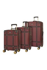 Rock Luggage Hard Shell Burgundy Trunk Suitcase Set 8 Wheel Travel Cabin Bags