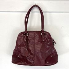 Hotter Purple Leather Shoulder Bag 2 Handles Zip Close 14x5.5x10 inches