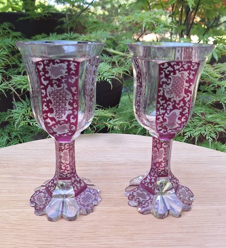 Antique pair bohemia - pair, cut