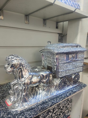 Silver horse with wagon gypsy - silver,