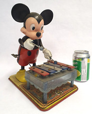 RARE 1960's Walt Disney Large Mickey Mouse Wind-Up Vintage Xylophone Toy Figure