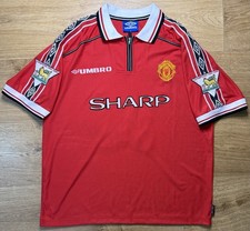 ORIGINAL MANCHESTER UNITED 1998/00 Home Football Shirt LARGE UMBRO ‘Scholes 18’