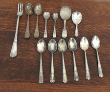 A Collection Of Silver Plate Spoons Rodgers Fattorini & Son etc Art Deco