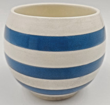 Vintage Cornishware Blue and White Striped Stoneware Ceramic Sugar Bowl