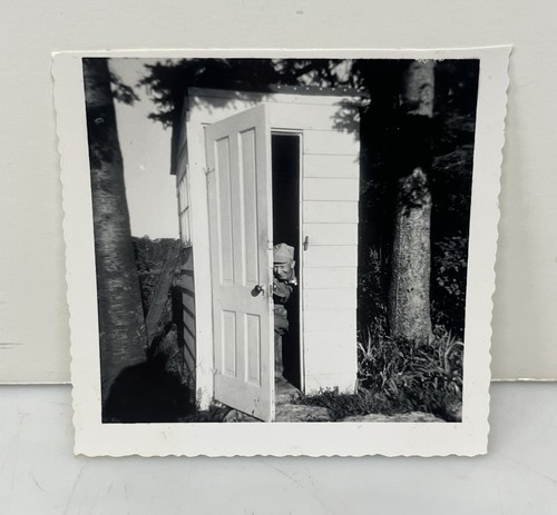 Found photo man outhouse - found,