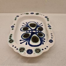 JOHN FFRENCH DESIGN ARKLOW STUDIO POTTERY RECTANGULAR DISH BLUE WHITE TEAL