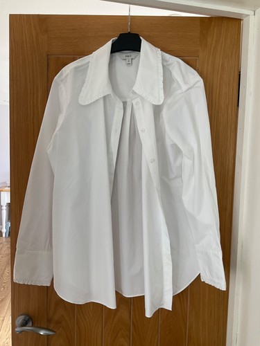 White cotton poplin shirt - m&s,