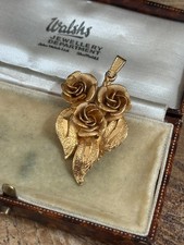 Vintage Trio of Roses Pendant