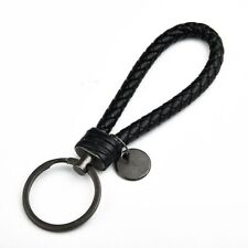 Black Car Keychain Leather Rope Strap Weave Keyring Key Chain Ring Key Fob Gift