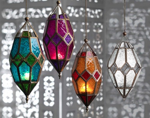Hanging glass lantern tealight