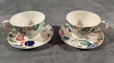 Royal Winton 2 Large Vintage Bordeaux Spongeware Cups & Saucer Fruit & Leaves