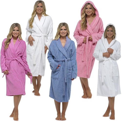 Ladies towelling bath robe - towelling,