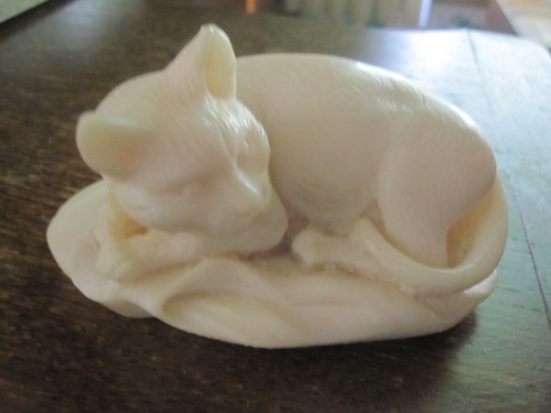Vintage alabaster carved cat - alabaster,