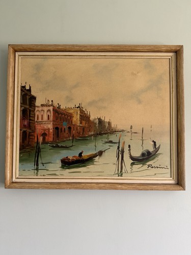 Vintage retro framed oil - framed, on