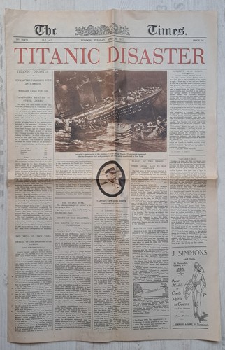 The times newspaper titanic - newspaper,