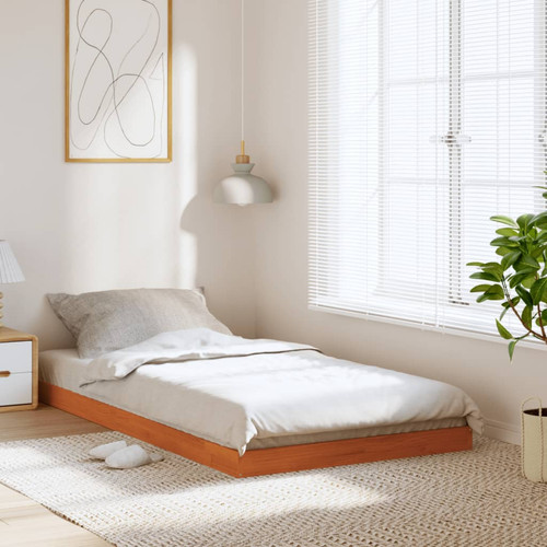 Floor bed frame brown - bed, solid