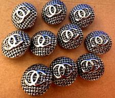 10 SILVER CHANEL Buttons Checked Metal / FAB 10 SILVER CC BUTTONS? 20mm ICONIC