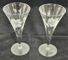 Pair Vintage Etched Clear