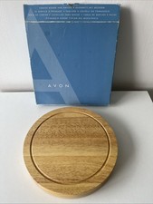 Avon Cheese Board and Knives Set Boxed Chopping Cutting Serving Board Wood Round