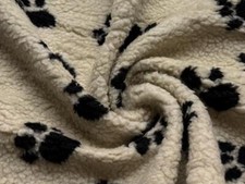 Faux SHERPA FLEECE Sheepskin Fabric Material CASHMERE WITH BLACK PAWS