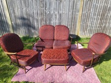 Ercol suite, 2 Seater Sofa, 2 Armchairs, Footstool