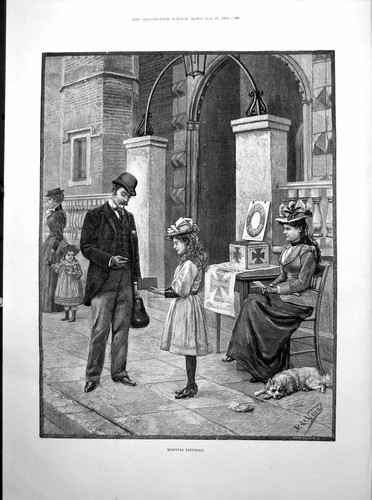 Antique old print - old, child