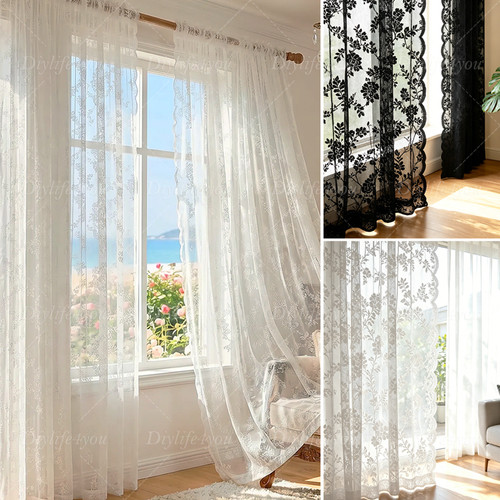 Voile curtains panels lace - voile, 2