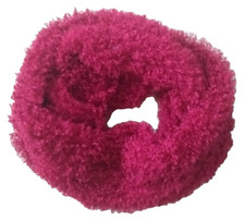 Ladies deep pink poodle cosy, soft, long, infinity scarf to keep your neck warm