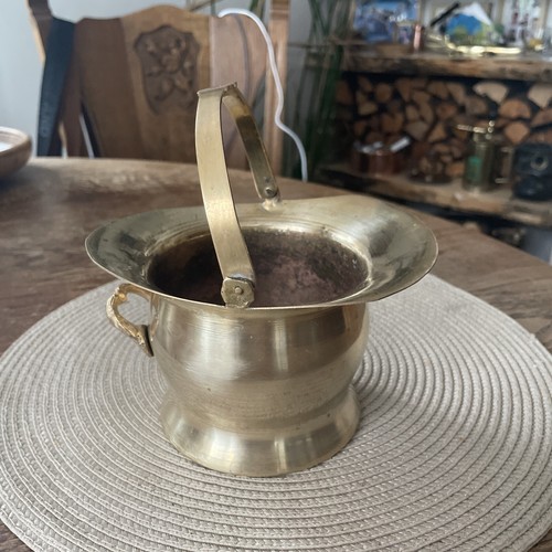 Vintage brass plant pot - plant,