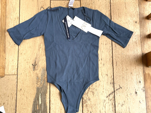 Zara steel blue body ribbed - zara,