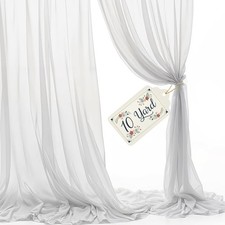Sheer Voile Chiffon Fabric Draping Panels | 10 Yards 120" Wide White Voile Fa...