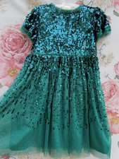 *BNWOT Green Sequin Party Occasion Dress By M&S Marks & Spencer 5-6 Years