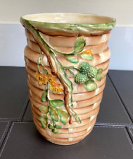 Vintage Myott Art Deco Hand Painted Basket Weave Vase