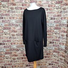 Annette Gortz Dress Black Long Sleeve UK 14 Knee Length Jersey Pockets