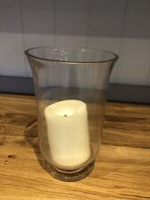 Tall Glass Storm Candle Holder, Medium Clear Hurricane Vase, Wedding Decor 21cm