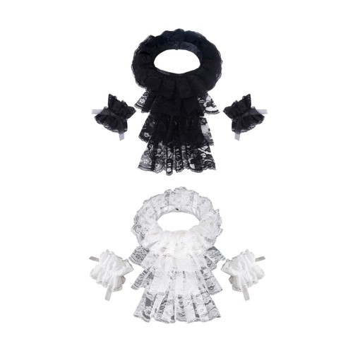 Ruffle lace jabot and cuffs - lace,