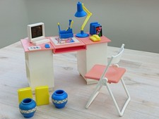 VINTAGE 1980s / 90s SINDY ART DESK / WORK TABLE WITH CHAIR AND SOME ACCESSORIES