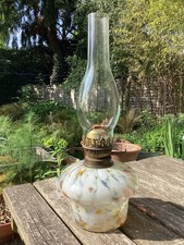 Vintage Marbled Glass Oil Lamp