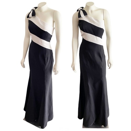 Jovani one shoulder black bow