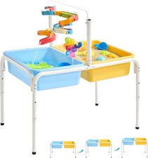 Sand & Water Table, 3 - Level Height Sensory Table with 2 Storage Bins, Acrylic
