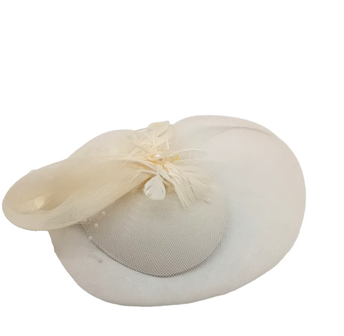 Ivory fascinator wedding - ivory,